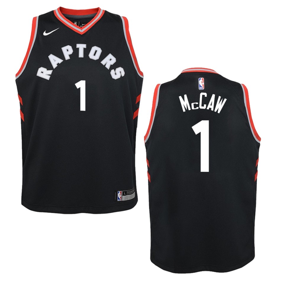 Youth Toronto Raptors #1 Patrick Mccaw Statement Swingman Basketball Jersey - Black