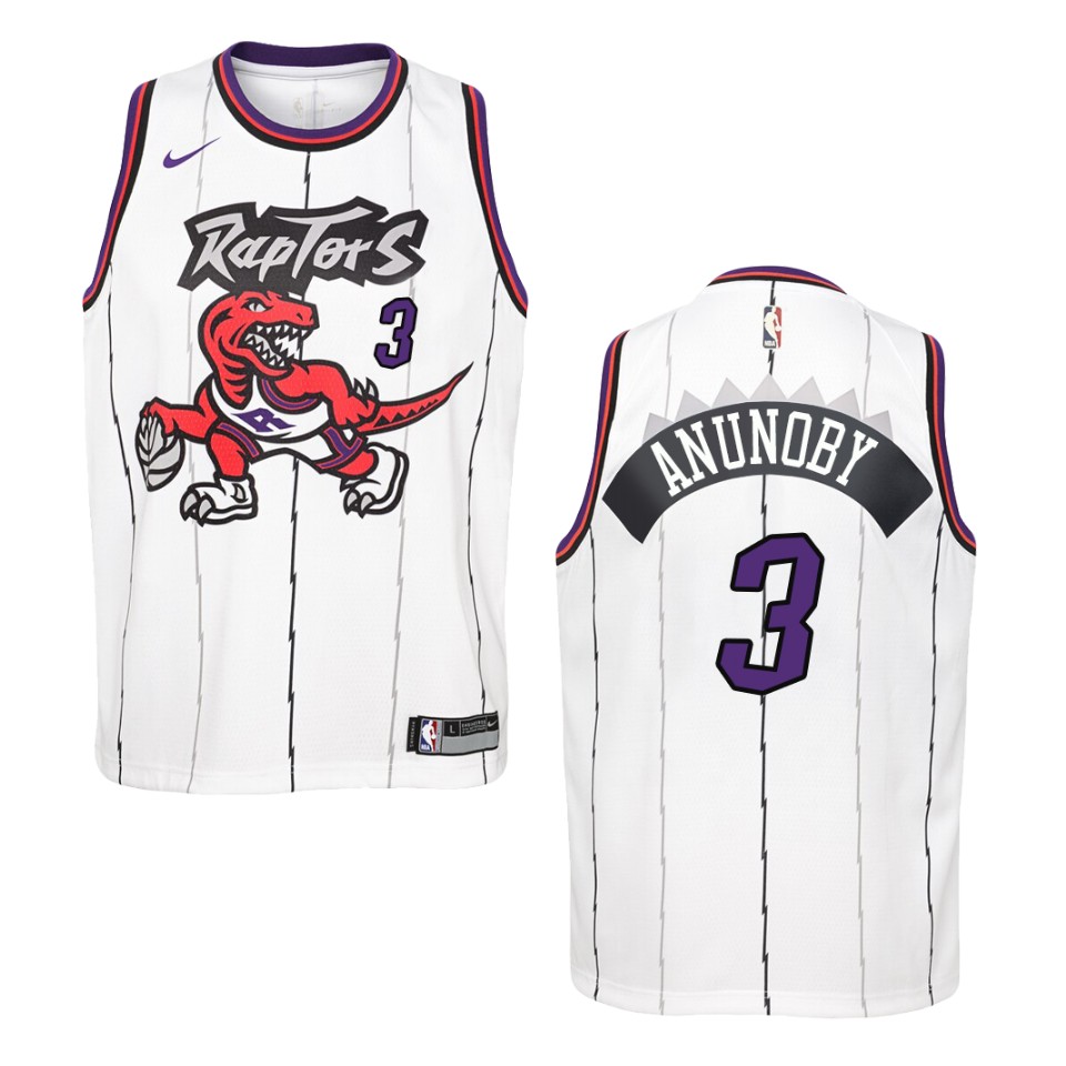 Youth Toronto Raptors #3 Og Anunoby Hardwood Classics Swingman Basketball Jersey - White