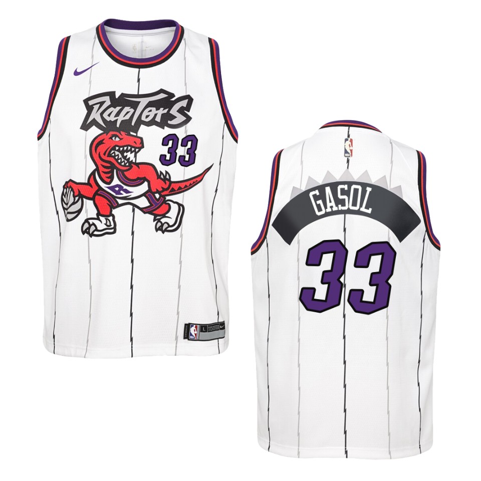 Youth Toronto Raptors #33 Marc Gasol Hardwood Classics Swingman Basketball Jersey - White