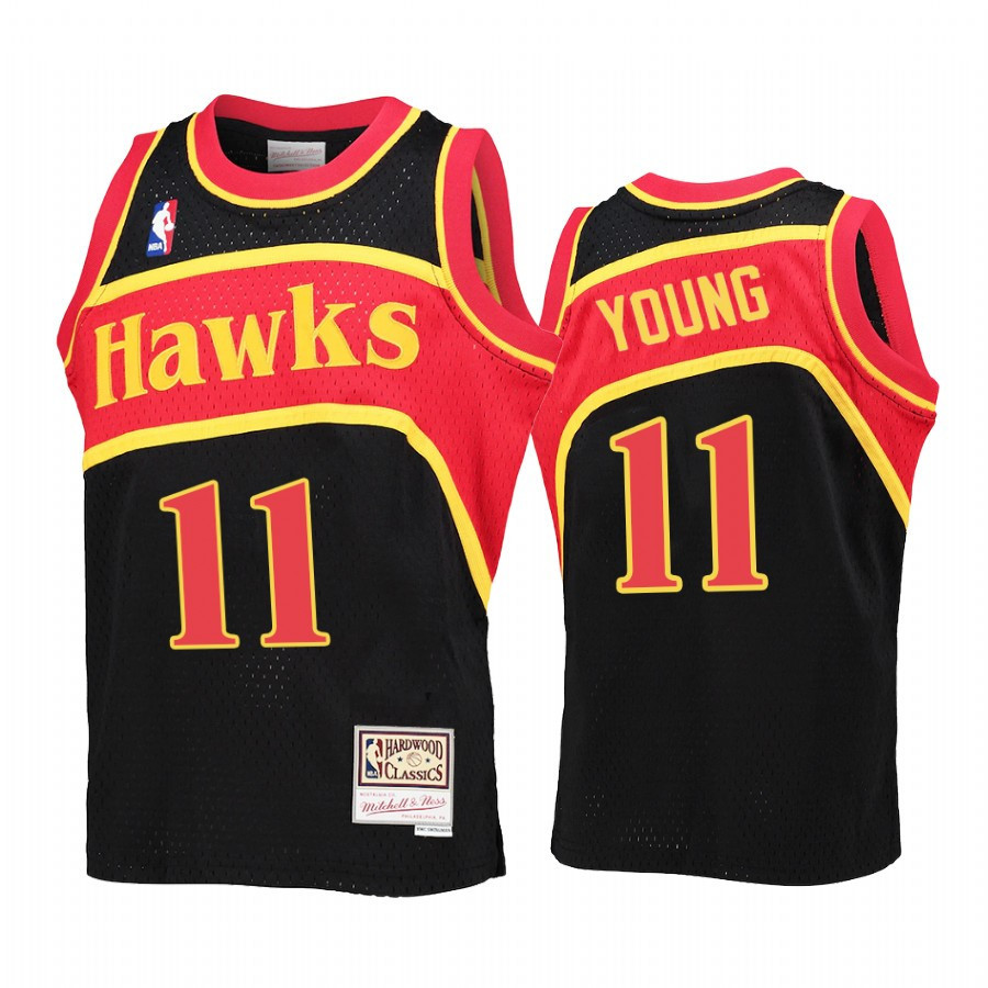 Youth Trae Young 11 Atlanta Hawks Black Reload Basketball Jersey Throwback - JS674 