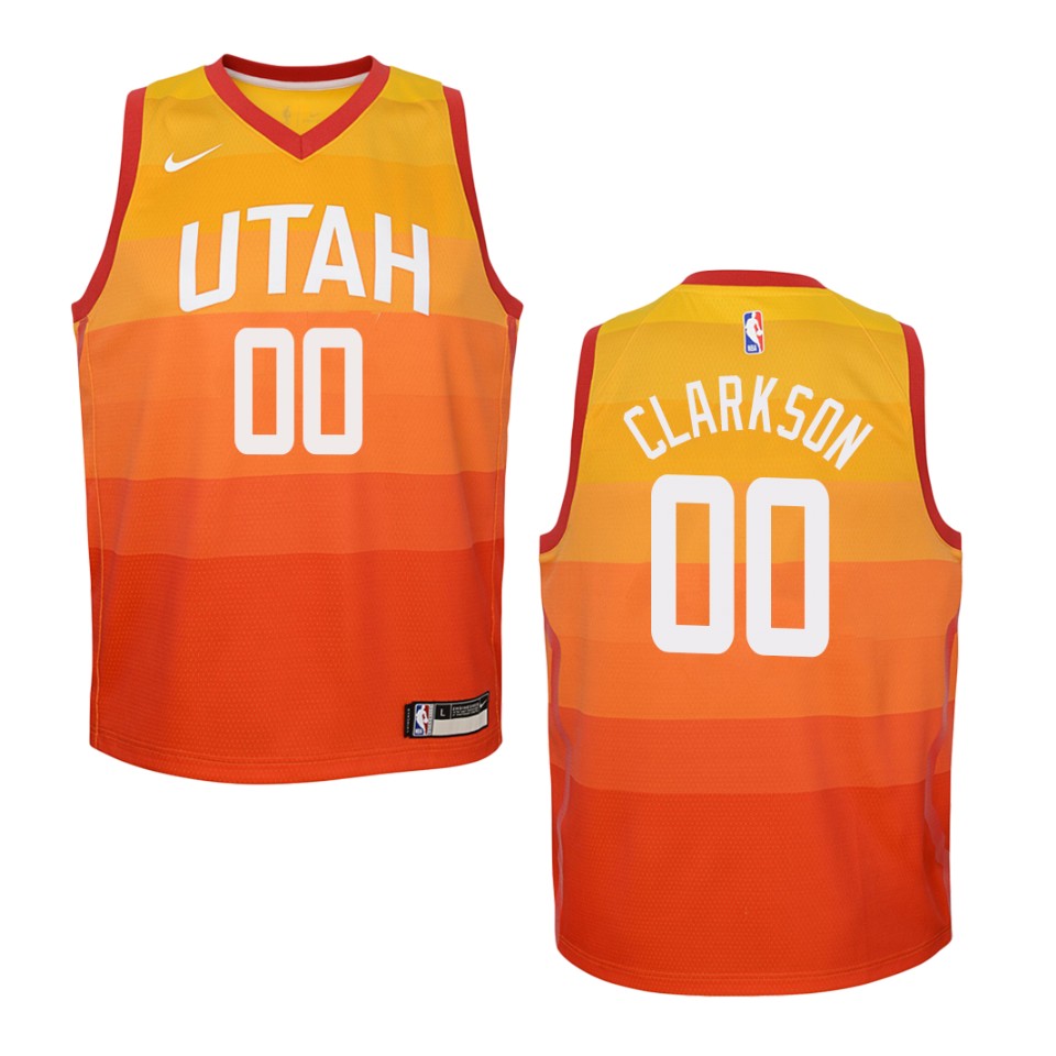 Youth Utah Jazz #00 Jordan Clarkson City Swingman Basketball Jersey - Orange