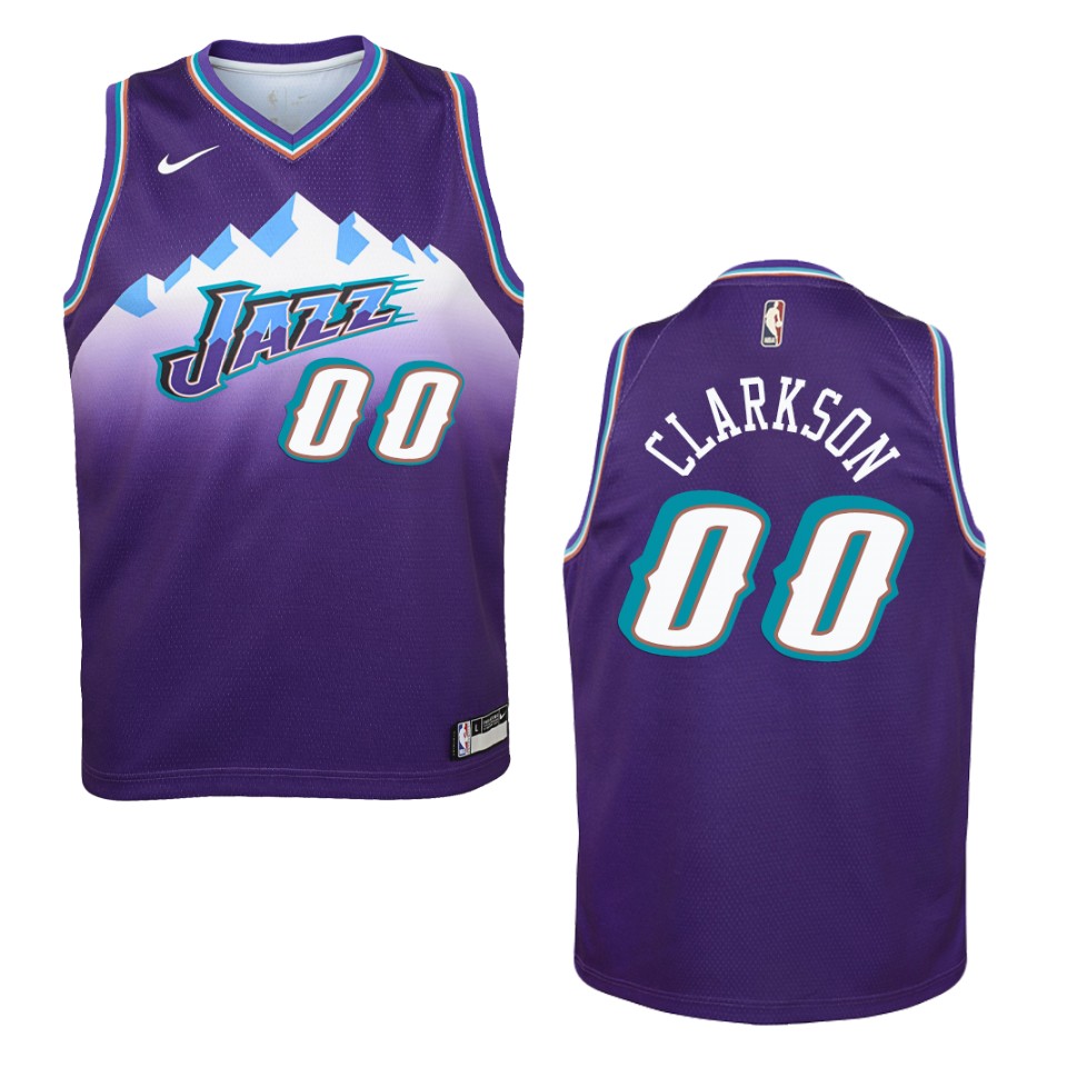 Youth Utah Jazz #00 Jordan Clarkson Hardwood Classics Swingman Basketball Jersey - Purple