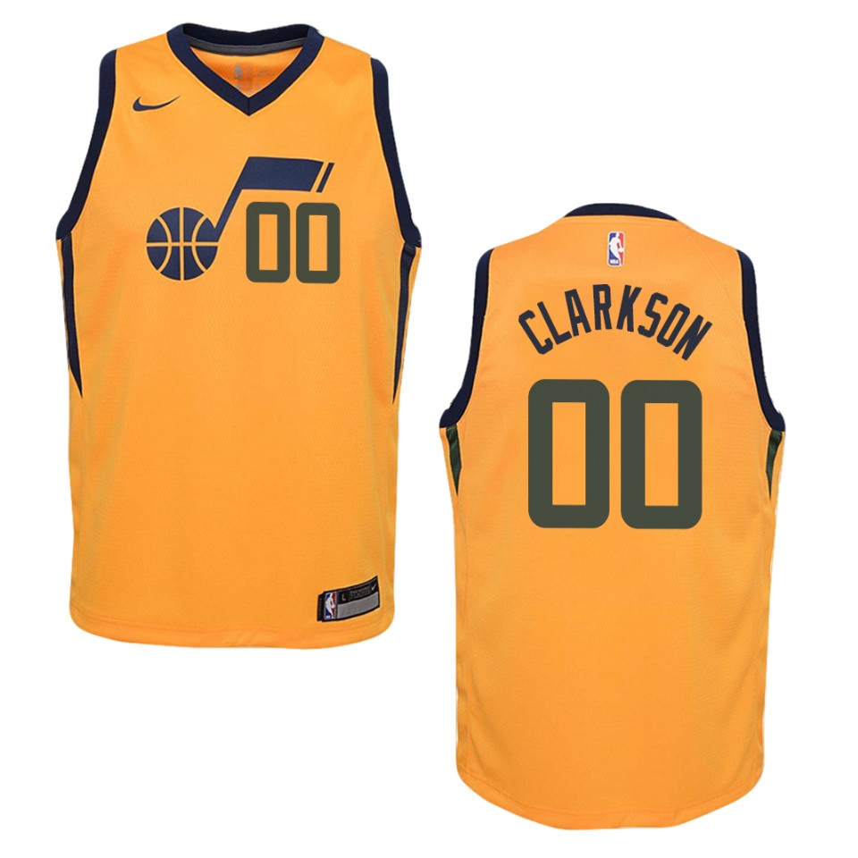 Youth Utah Jazz #00 Jordan Clarkson Statement Swingman Basketball Jersey - Gold