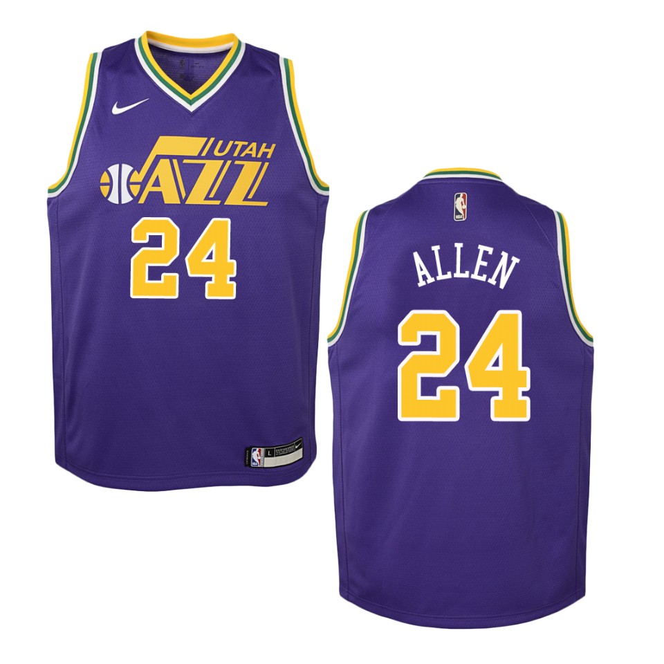 Youth Utah Jazz #24 Grayson Allen Hardwood Classics Swingman Basketball Jersey - Purple