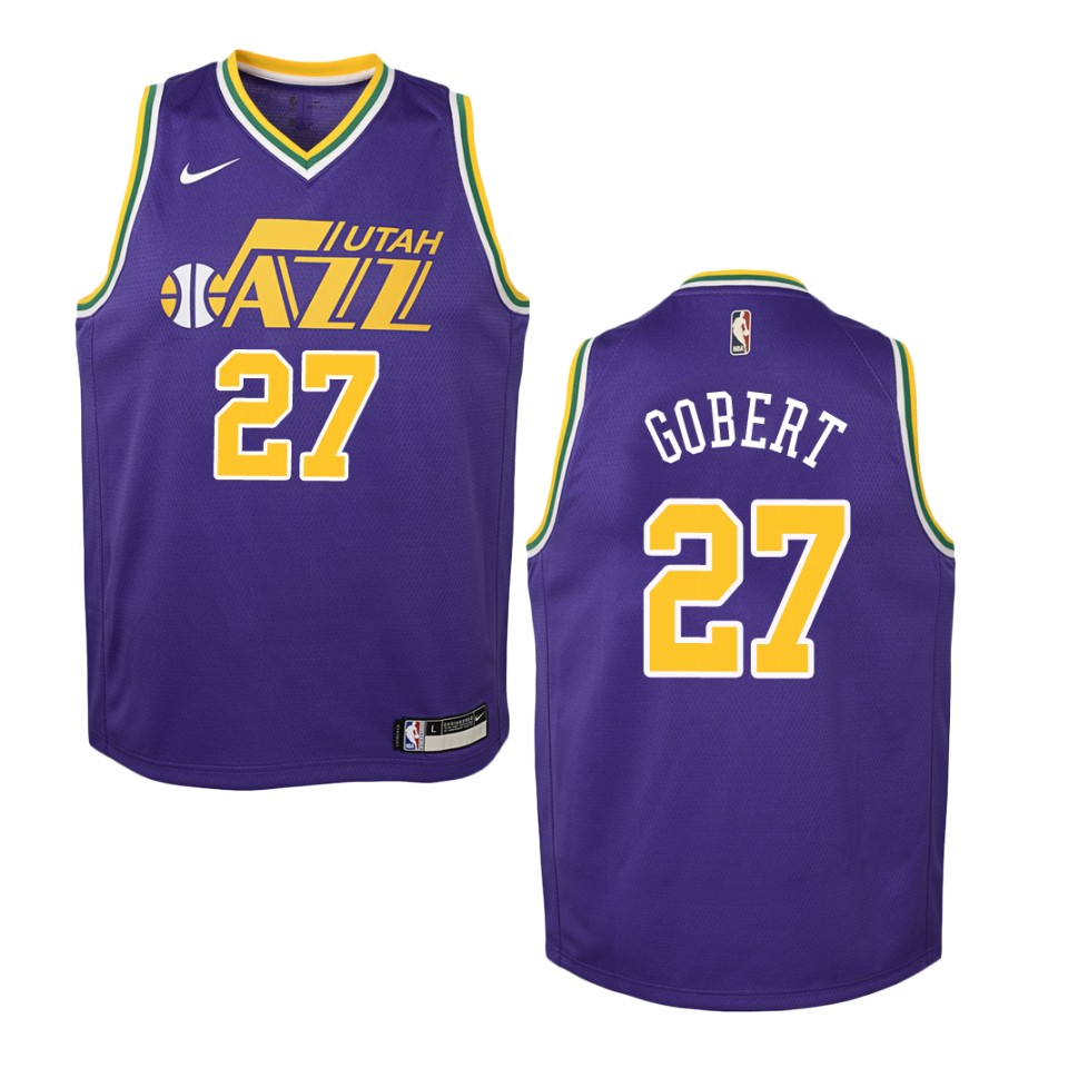 Youth Utah Jazz #27 Rudy Gobert Hardwood Classics Swingman Basketball Jersey - Purple