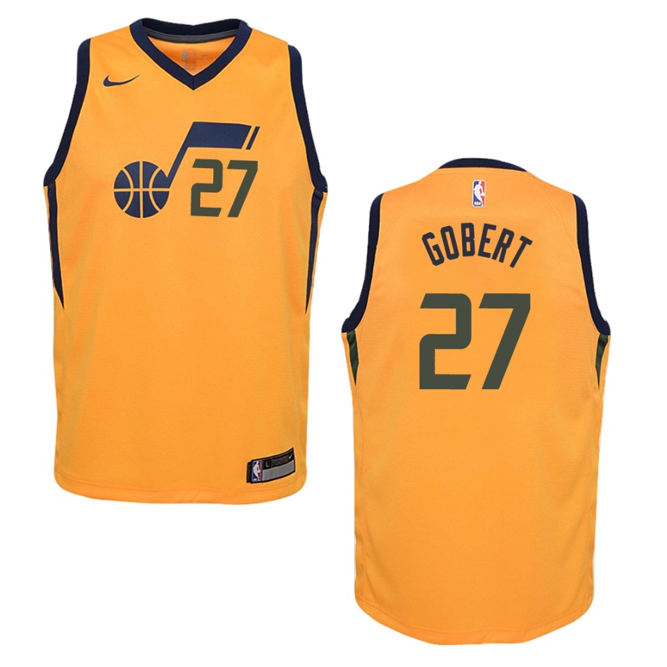 Youth Utah Jazz #27 Rudy Gobert Statement Swingman Basketball Jersey - Gold