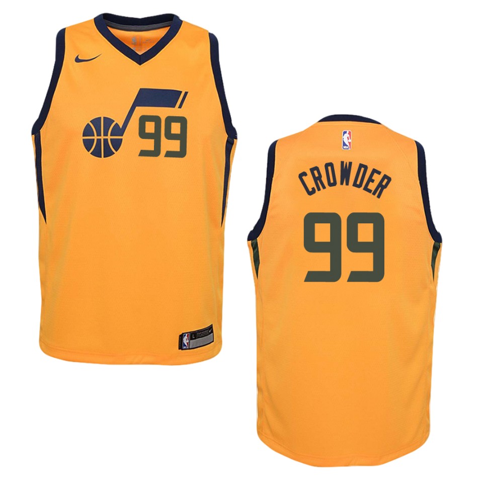 Youth Utah Jazz #99 Jae Crowder Statement Swingman Basketball Jersey - Gold
