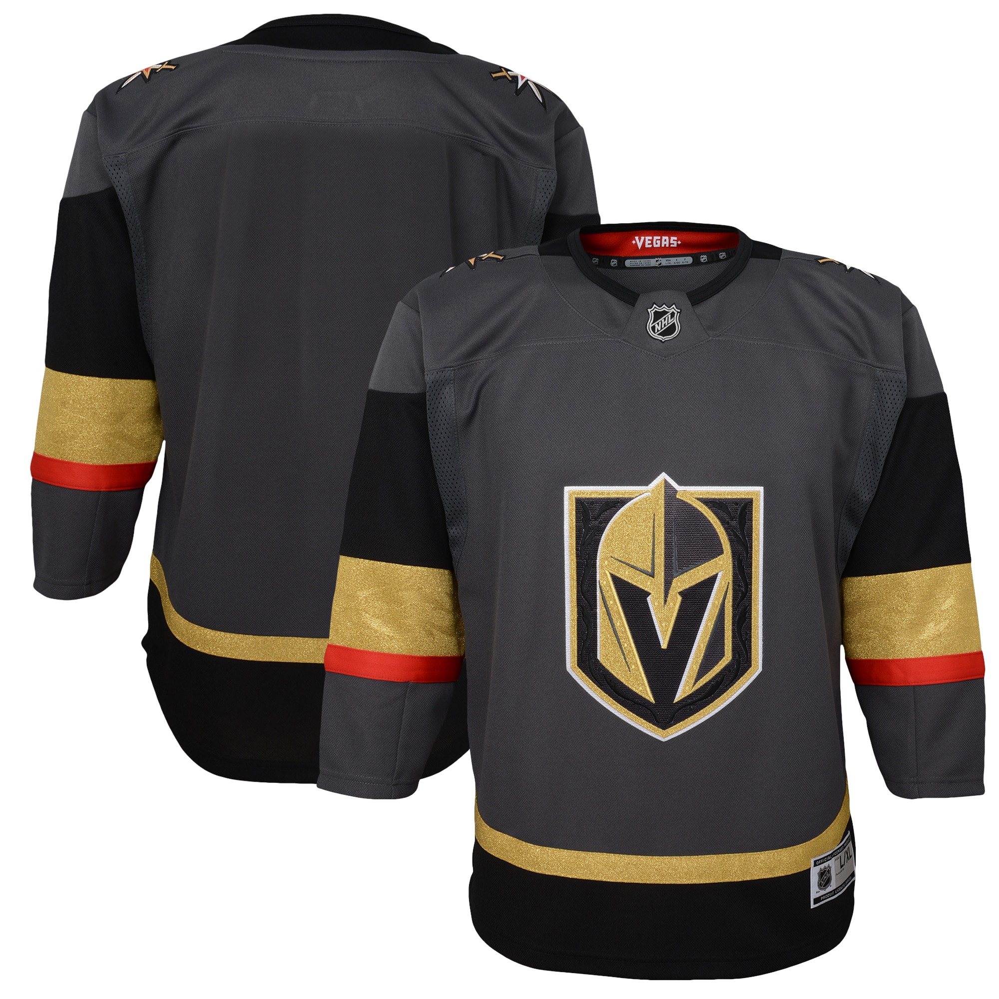 Youth Vegas Golden Knights Gray Alternate Premier Blank Hockey Jersey - JS425 