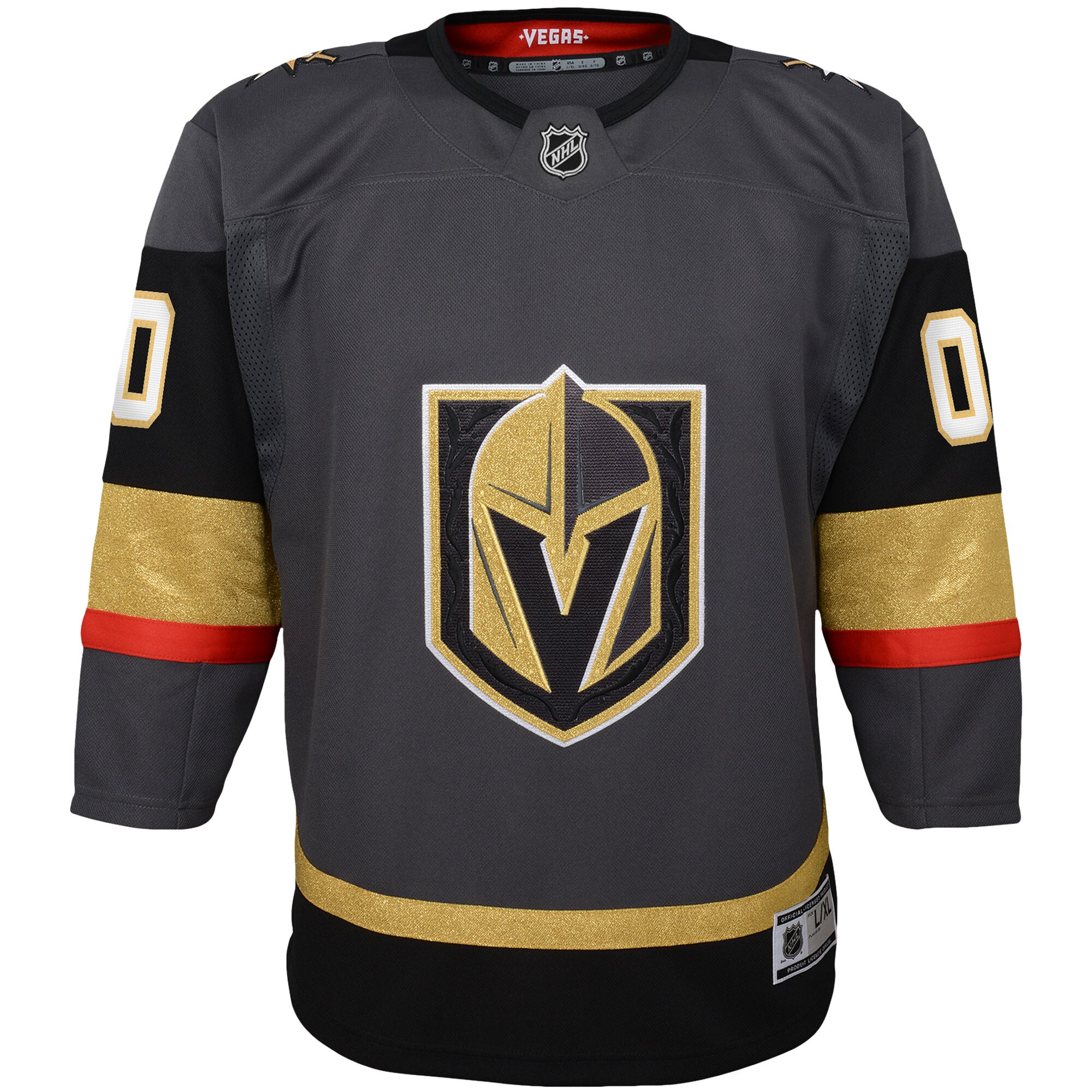 Alternative view of Youth Vegas Golden Knights Gray Alternate Premier Custom Hockey Jersey - JS175 