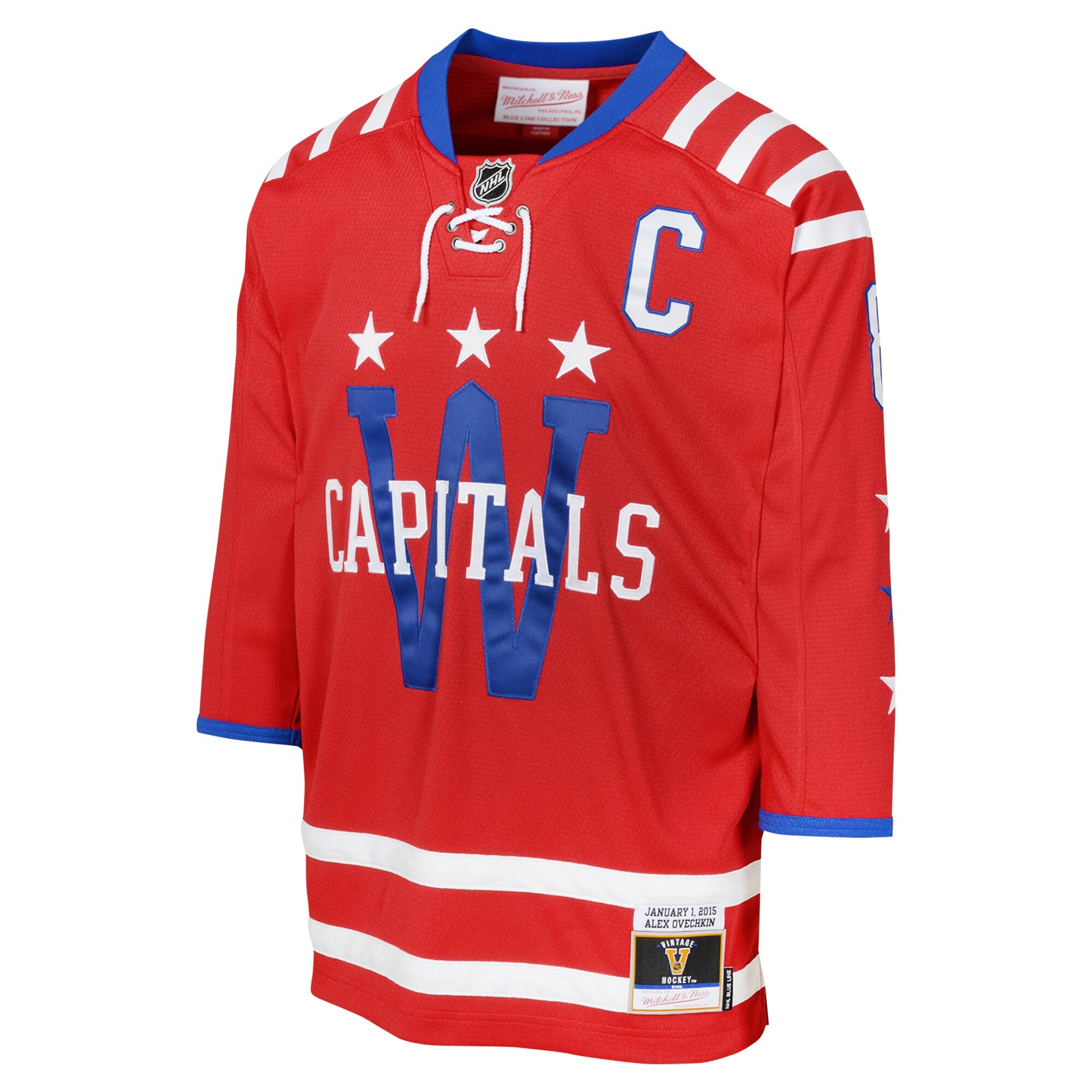 Alternative view of Youth Washington Capitals Alexander Ovechkin Mitchell & Ness Red 2015 Blue Line Player Hockey Jersey - JS433 