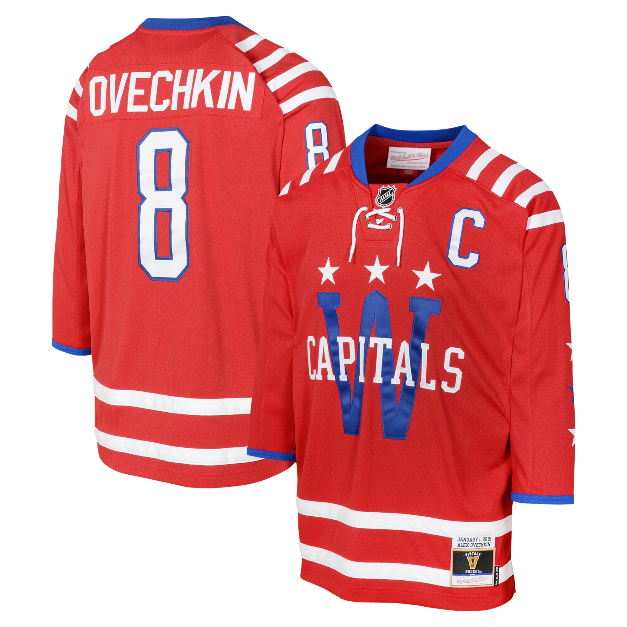 Youth Washington Capitals Alexander Ovechkin Mitchell & Ness Red 2015 Blue Line Player Hockey Jersey - JS433 
