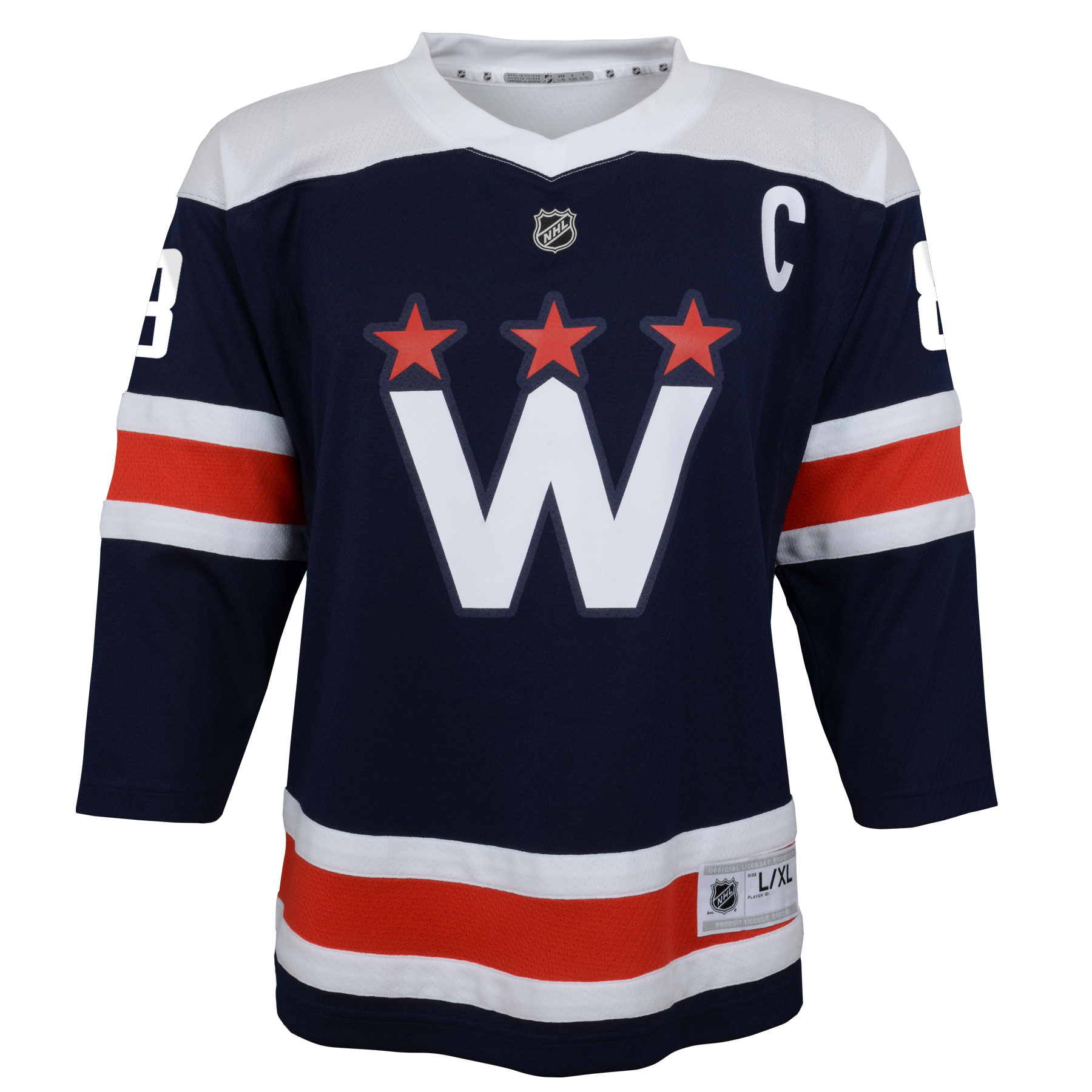 Alternative view of Youth Washington Capitals Alexander Ovechkin Navy 2020/21 Alternate Player Hockey Jersey - JS417 