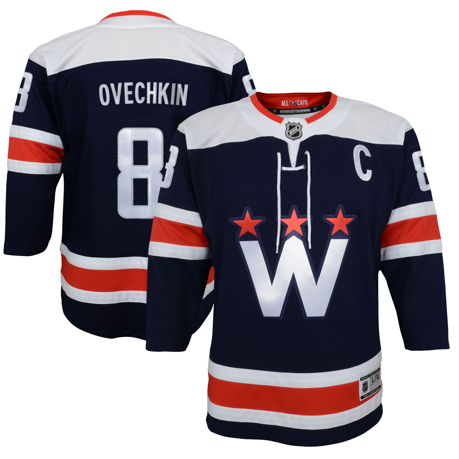 Youth Washington Capitals Alexander Ovechkin Navy 2020/21 Alternate Premier Player Hockey Jersey - JS128 