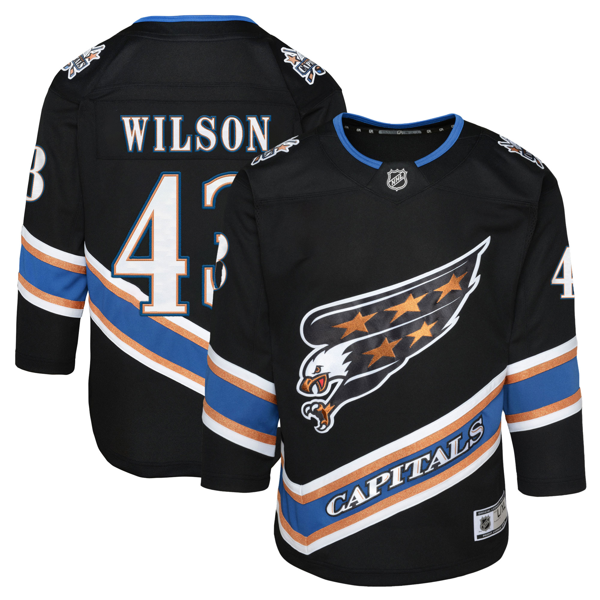 Youth Washington Capitals Tom Wilson Black Alternate 50th Anniversary Premier Player Hockey Jersey - JS238 