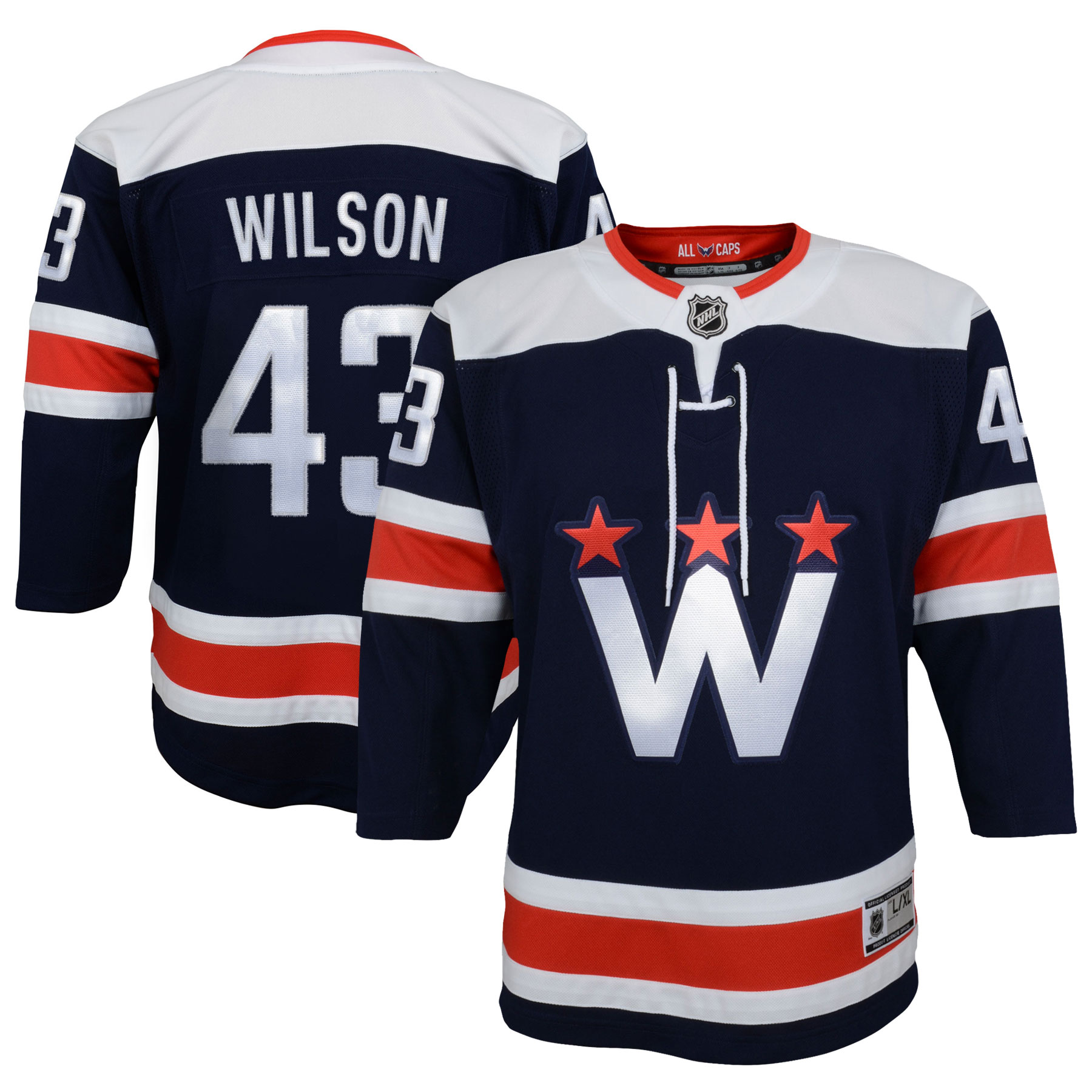 Youth Washington Capitals Tom Wilson Navy 2020/21 Alternate Premier Player Hockey Jersey - JS456 