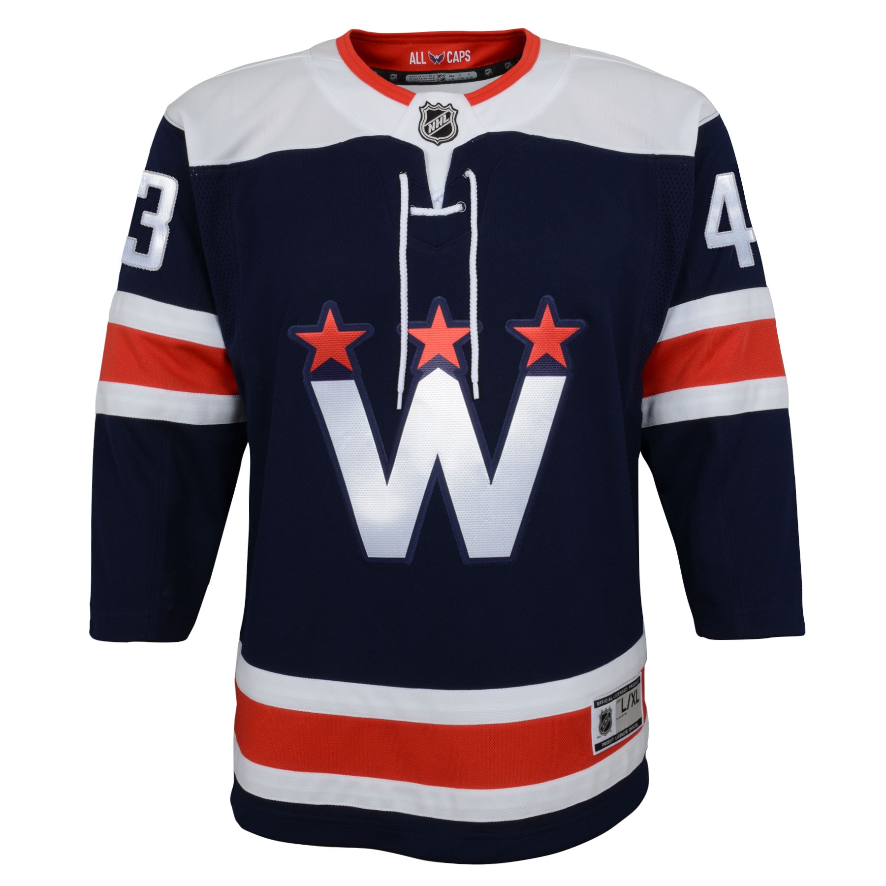 Alternative view of Youth Washington Capitals Tom Wilson Navy 2020/21 Alternate Premier Player Hockey Jersey - JS581 