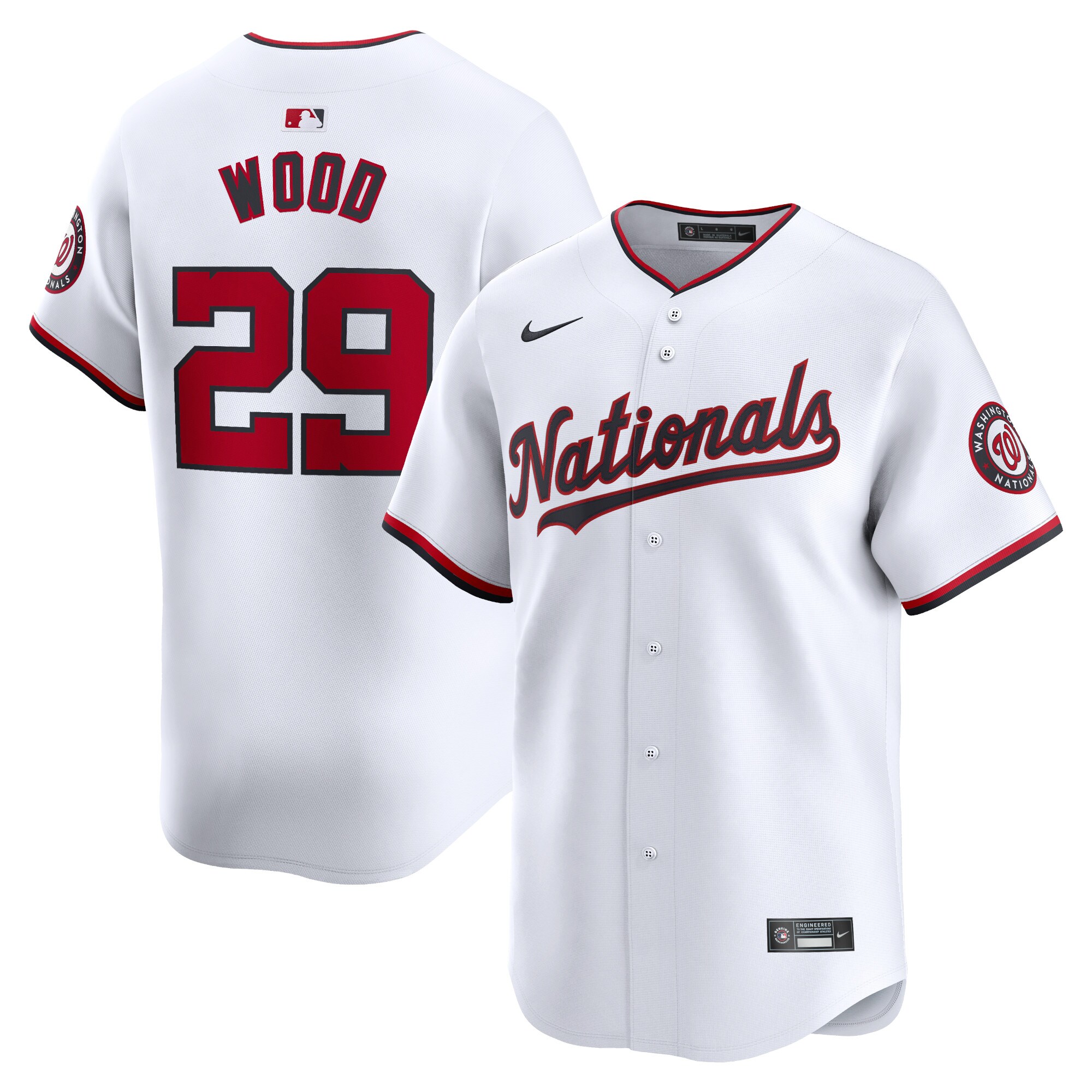 Youth Washington Nationals James Wood White Home Limited Player Baseball Jersey - JS766 