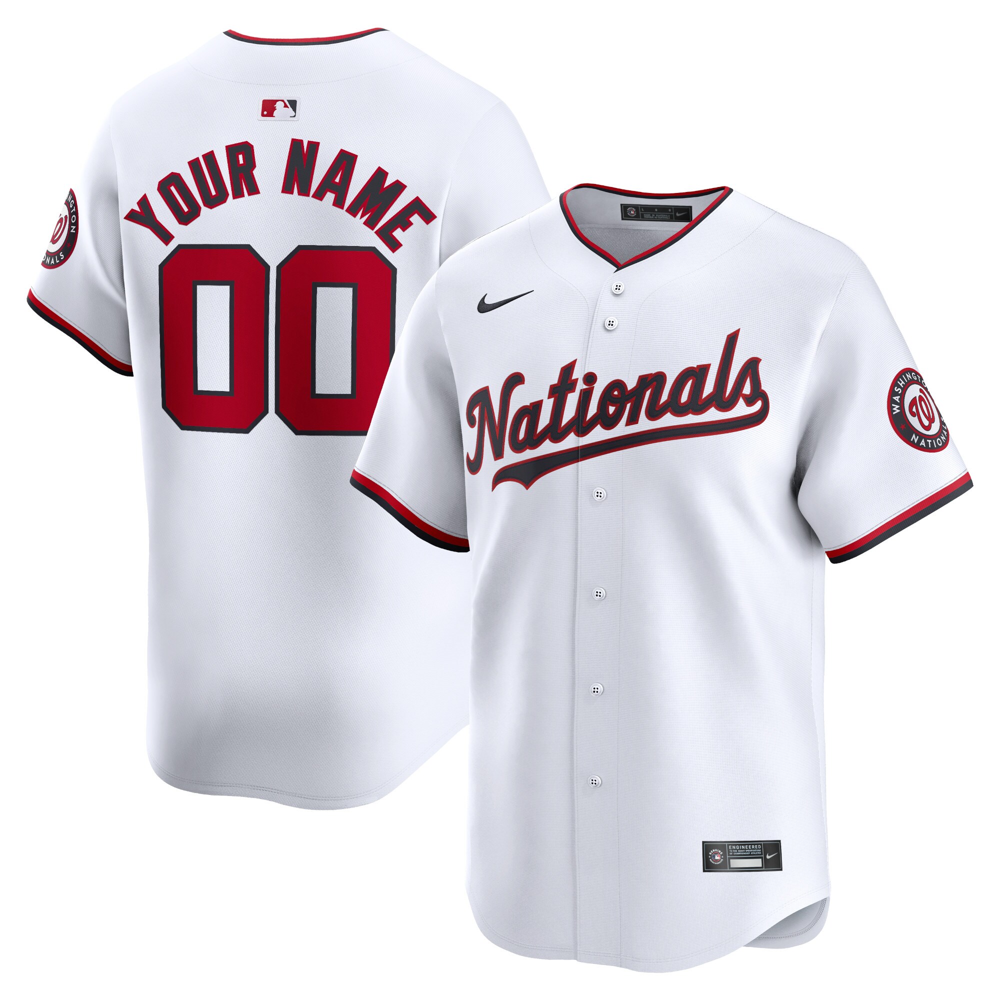 Youth Washington Nationals White Home Limited Custom Baseball Jersey - JS990 