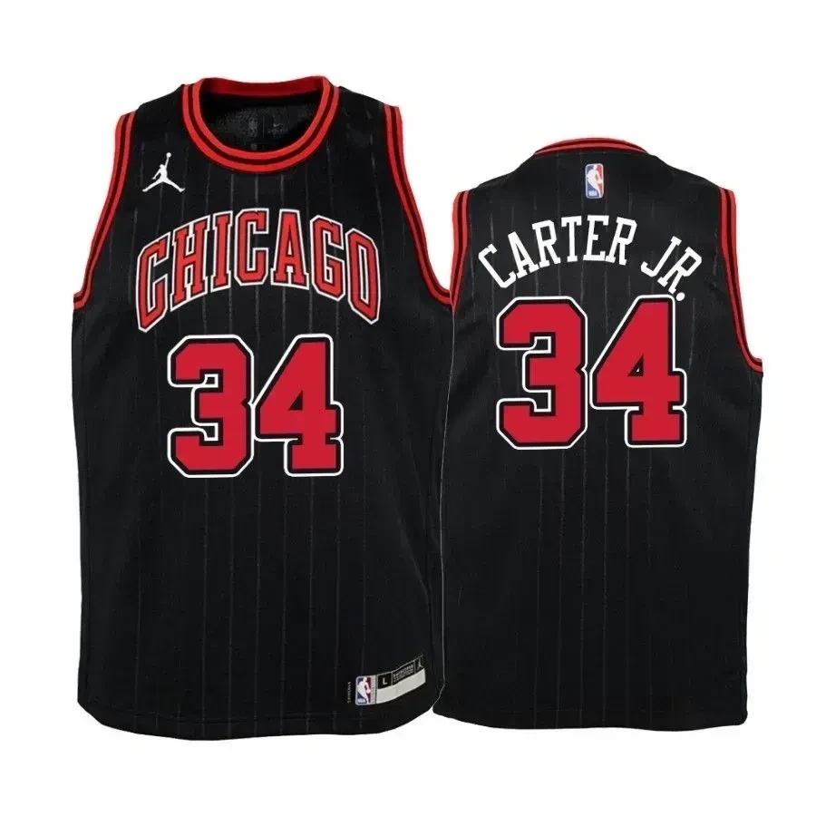 Youth Wendell Carter Jr. Chicago Bulls Black Statet Basketball Jersey Jumpman - JS155 