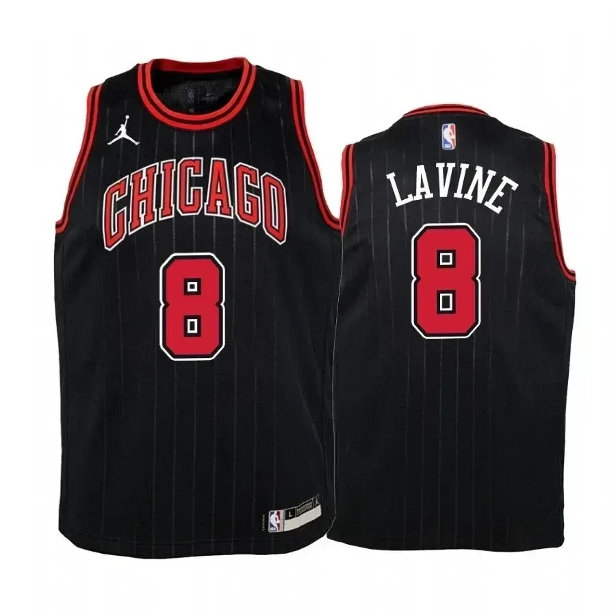 Youth Zach Lavine Chicago Bulls Black Statet Basketball Jersey Jumpman - JS429 