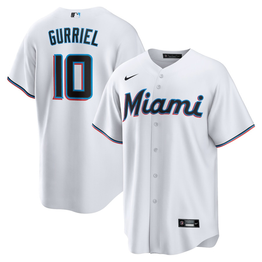 Yuli Gurriel 10 Miami Marlins Men Baseball Jersey - White 