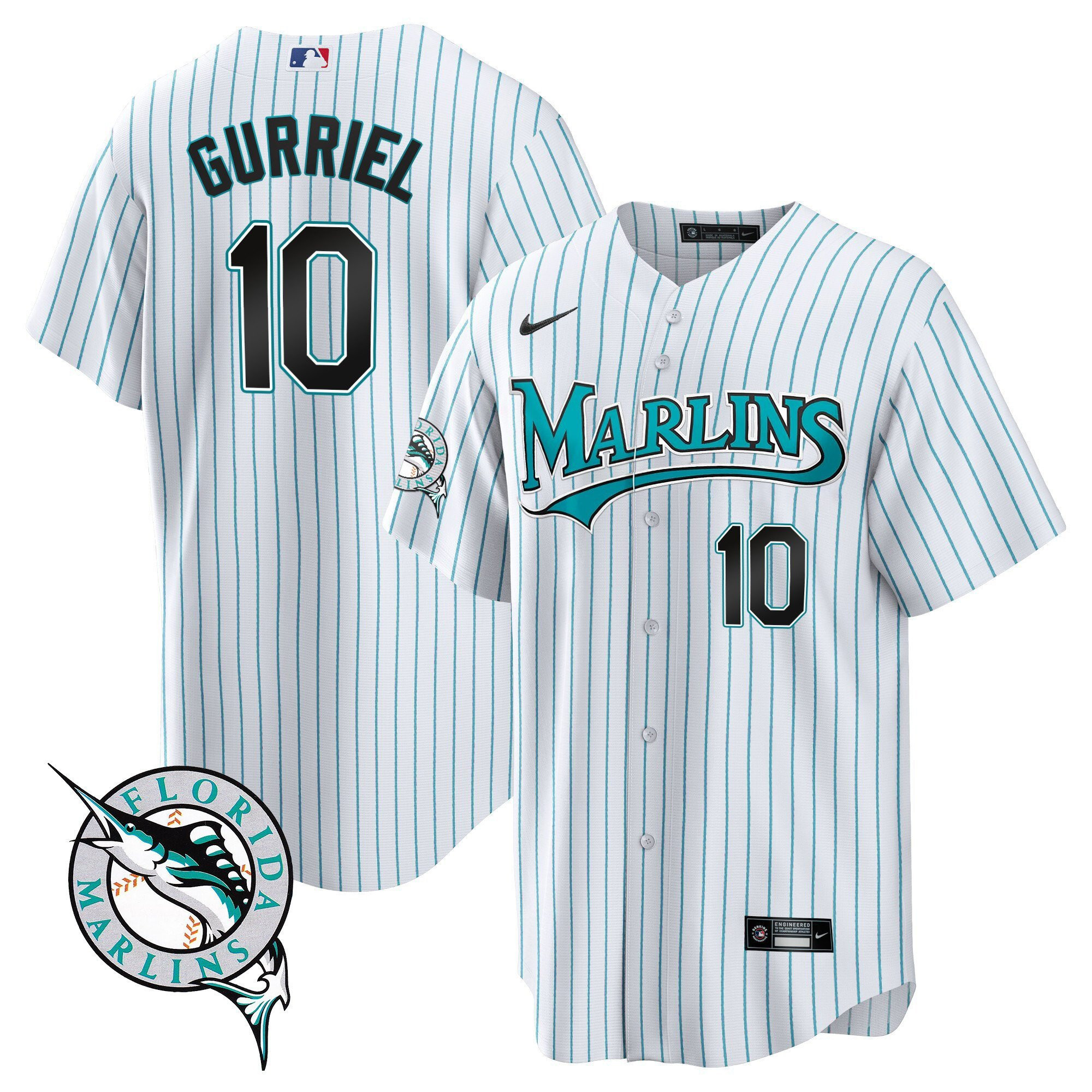 Yuli Gurriel 10 Miami Marlins Throwback Men Baseball Jersey - White 
