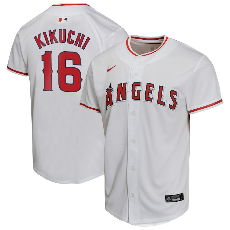 Yusei Kikuchi 16 Los Angeles Angels YOUTH Home Game Player Baseball Jersey - White 