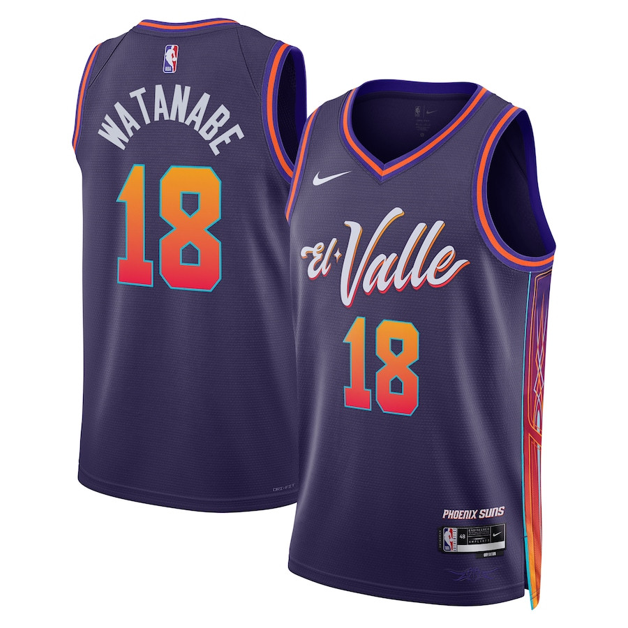 Yuta Watanabe 18 Phoenix Suns 2023/24 City Edition Swingman Basketball Jersey - Purple - JS627 