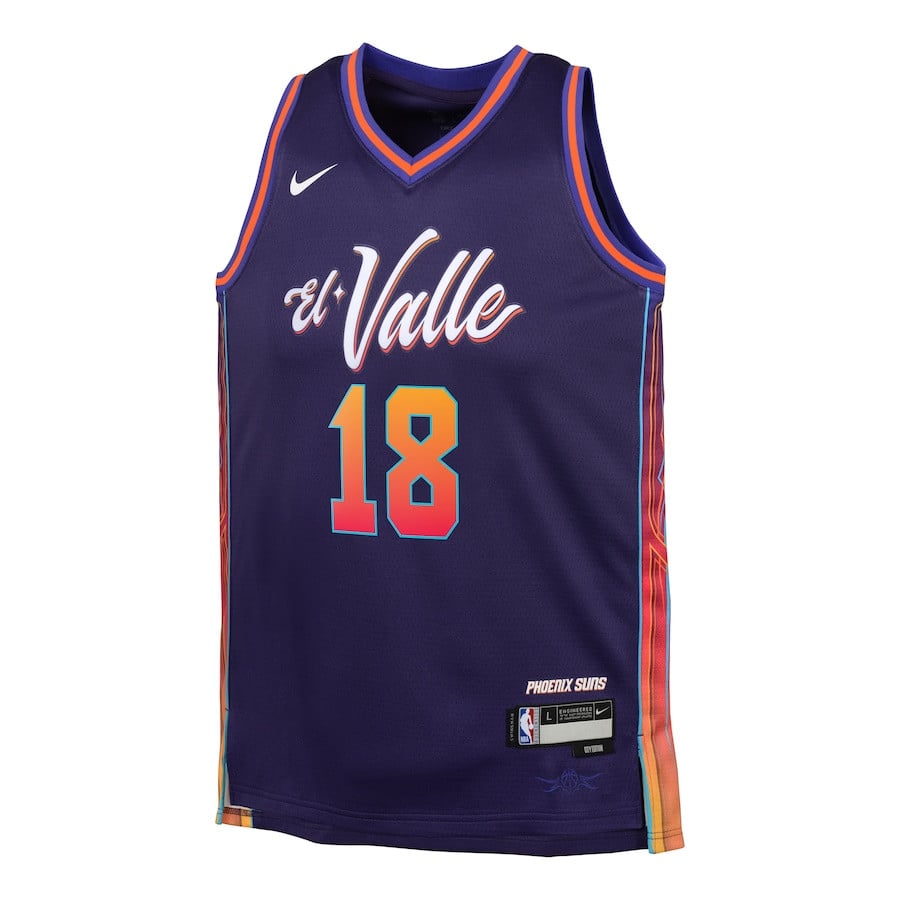 Alternative view of Yuta Watanabe 18 Phoenix Suns 2023/24 City Edition Swingman YOUTH Basketball Jersey - Purple - JS472 