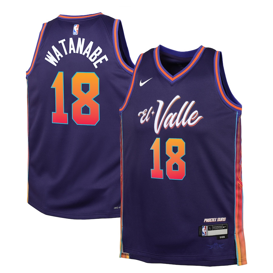 Yuta Watanabe 18 Phoenix Suns 2023/24 City Edition Swingman YOUTH Basketball Jersey - Purple - JS472 