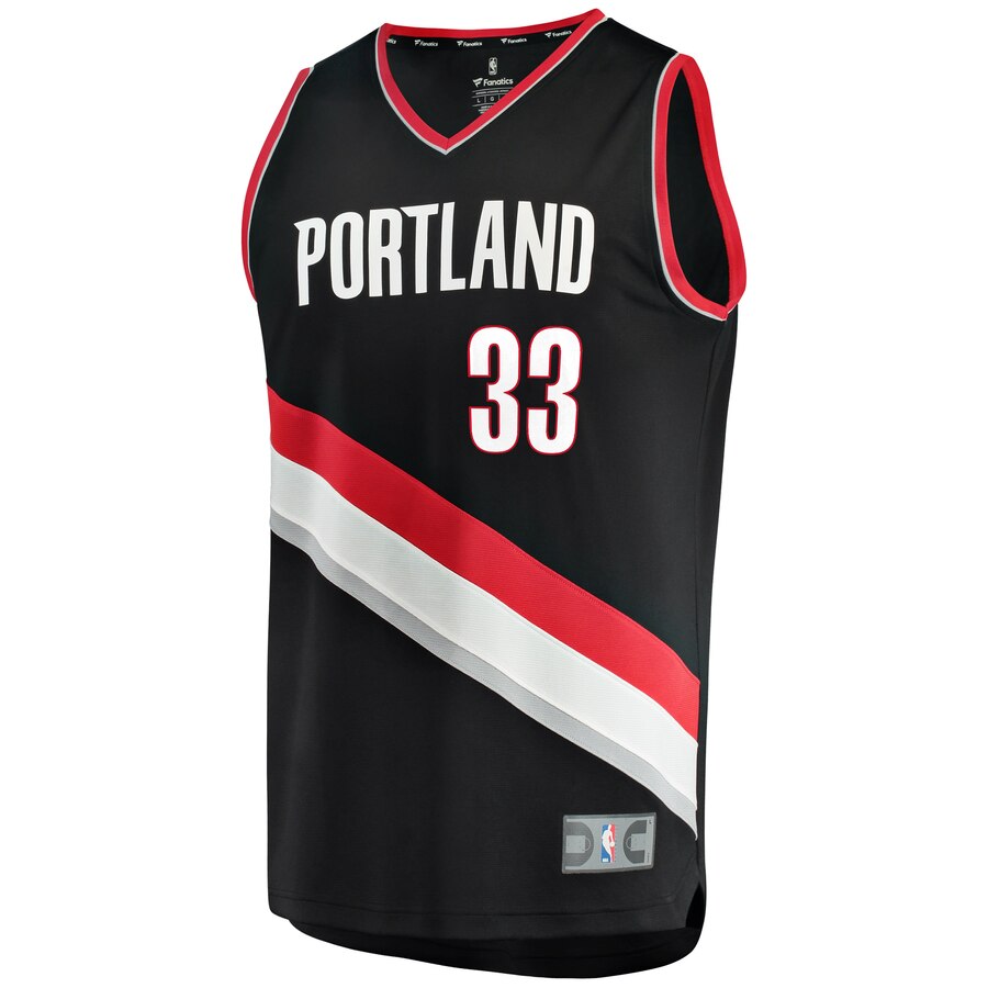 Alternative view of Zach Collins Portland Trail Blazers Fanatics Branded Fast Break Replica Team Color Player Basketball Jersey Black - Icon Edition