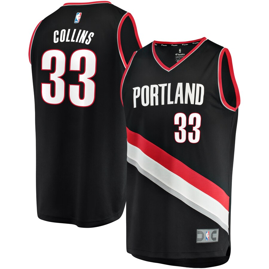 Zach Collins Portland Trail Blazers Fanatics Branded Fast Break Replica Team Color Player Basketball Jersey Black - Icon Edition