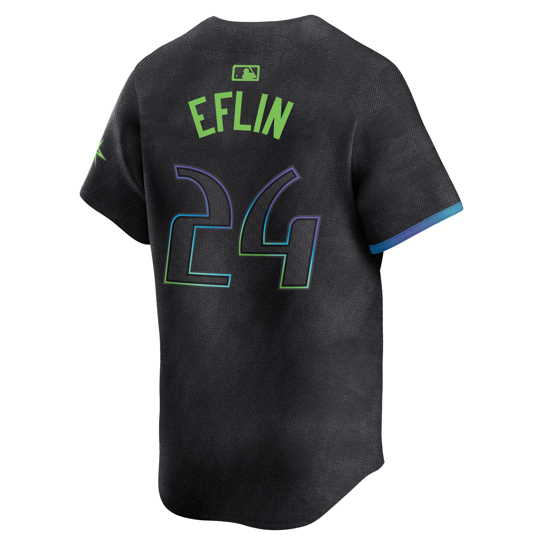 Alternative view of Zach Eflin 24 Tampa Bay Rays 2024 City Connect Limited Men Baseball Jersey - Charcoal - JS442 
