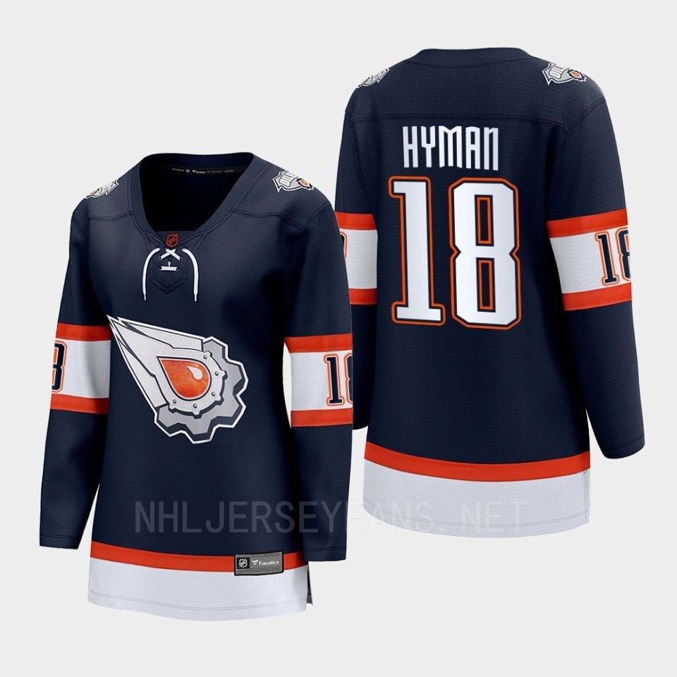 Zach Hyman 18 Edmonton Oilers 2022 Special Edition 2.0 Women Breakaway Player Retro Hockey Jersey Navy - JS424 
