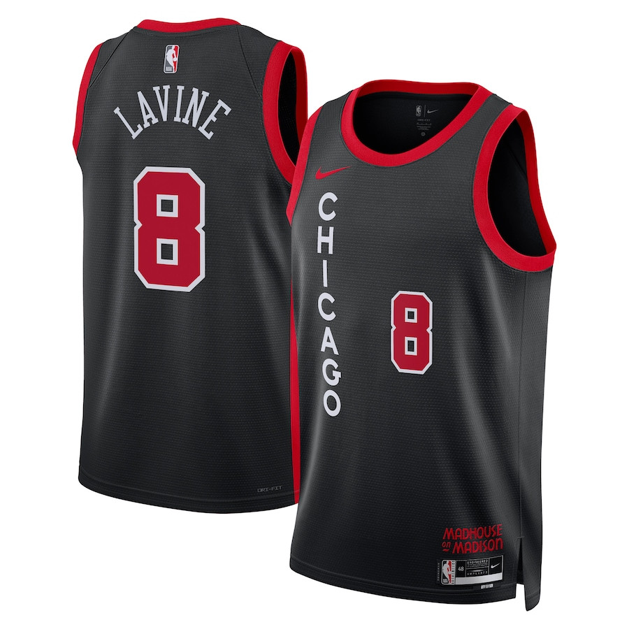 Zach LaVine 8 Chicago Bulls 2023/24 City Edition Swingman Basketball Jersey - Black - JS638 
