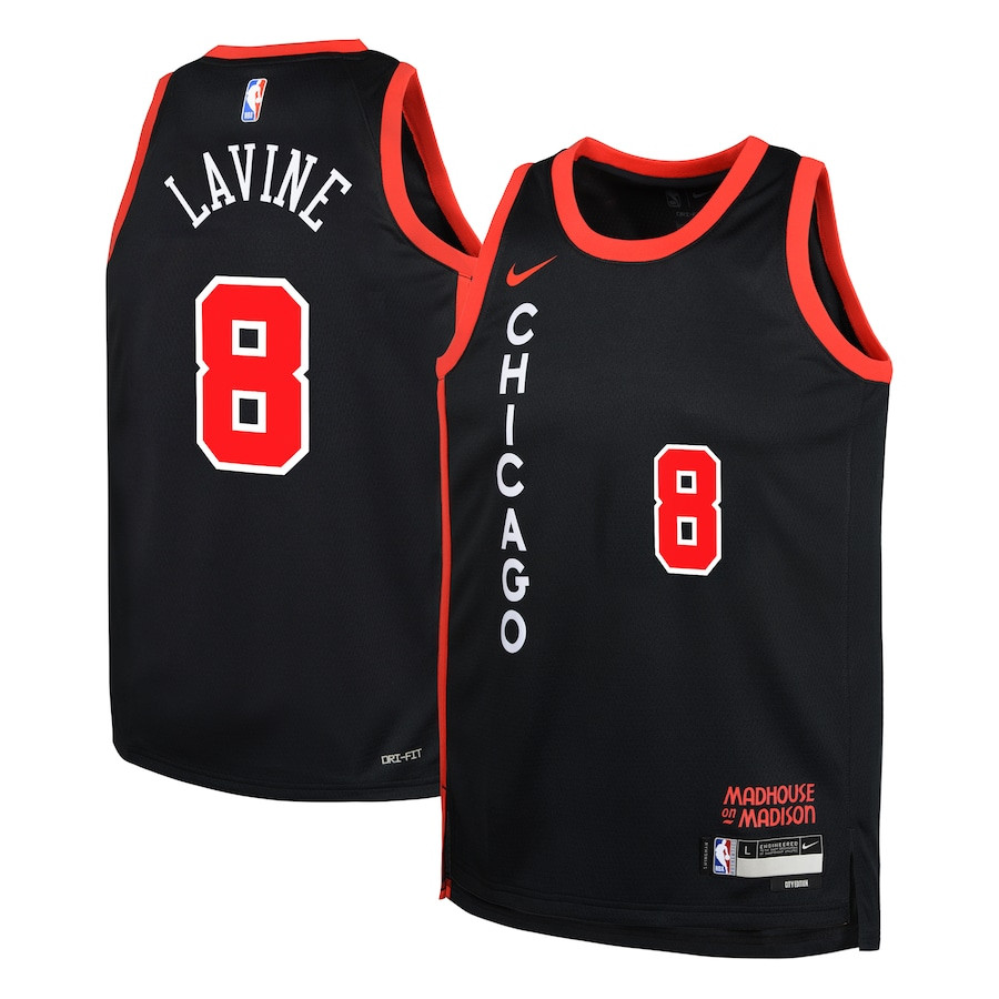 Zach LaVine 8 Chicago Bulls 2023/24 City Edition Swingman YOUTH Basketball Jersey - Black - JS134 