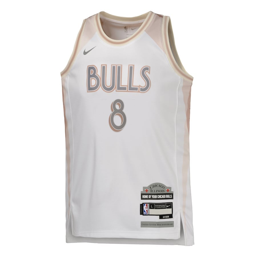 Alternative view of Zach Lavine 8 Chicago Bulls 2024/25 Swingman Player YOUTH Basketball Jersey - City Edition - White - JS592 