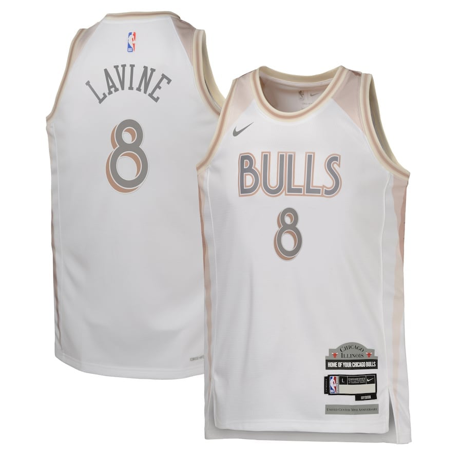 Zach Lavine 8 Chicago Bulls 2024/25 Swingman Player YOUTH Basketball Jersey - City Edition - White - JS592 