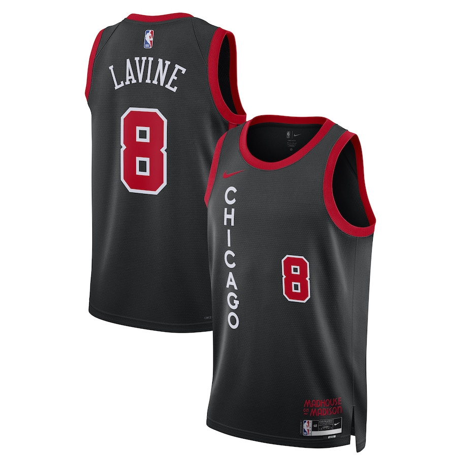 Zach LaVine 8 Chicago Bulls Golden State Warriors 2023/24 Swingman Basketball Jersey - City Edition - Unisex Black - JS322 