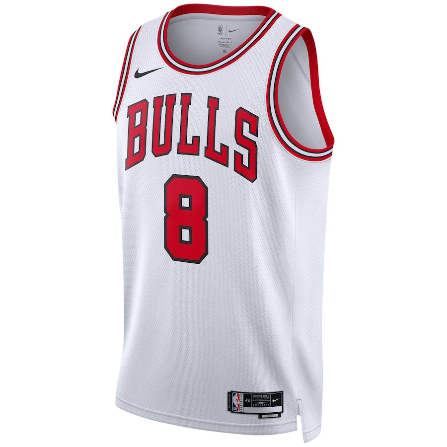 Alternative view of Zach Lavine 8 Chicago Bulls Unisex Swingman Basketball Jersey - Association Edition - White - JS734 