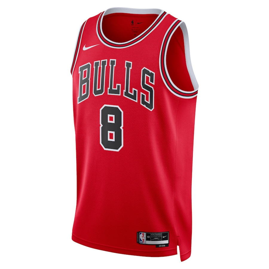 Alternative view of Zach Lavine 8 Chicago Bulls Unisex Swingman Basketball Jersey - Icon Edition - Red - JS954 