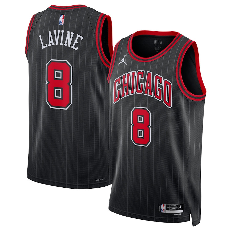 Zach LaVine 8 Chicago Bulls Unisex Swingman Basketball Jersey - Statement Edition - Black - JS224 