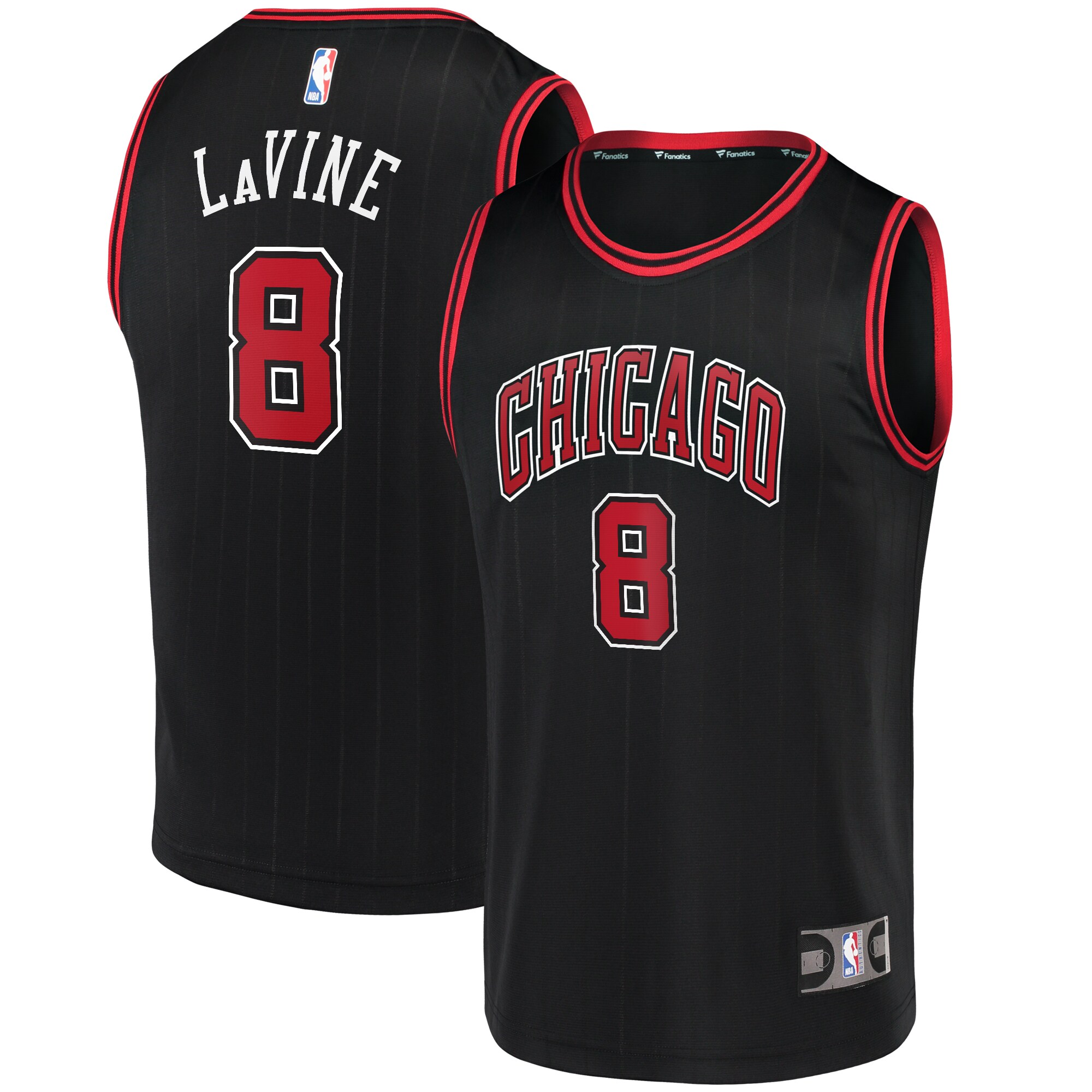 Alternative view of Zach Lavine Chicago Bulls Fanatics Branded Fast Break Team Replica Basketball Jersey Black - Statement Edition