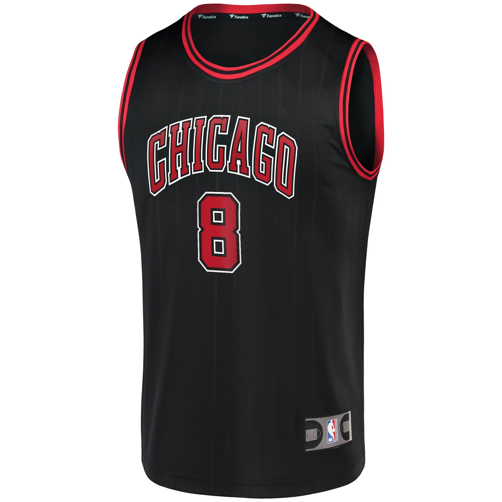 Alternative view of Zach Lavine Chicago Bulls Fanatics Fast Break Team Replica Basketball Jersey Black - Statement Edition