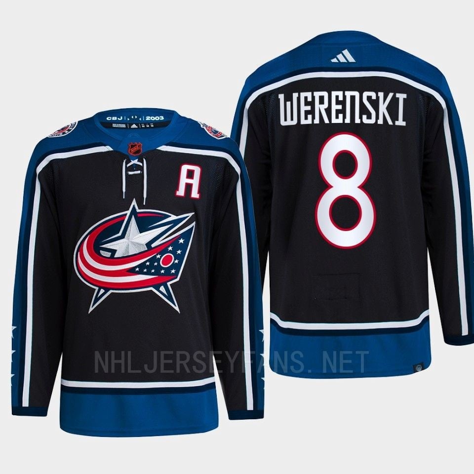 Zach Werenski 8 Reverse Retro 2.0 2022 Columbus Blue Jackets Navy Hockey Jersey Primegreen - JS131 