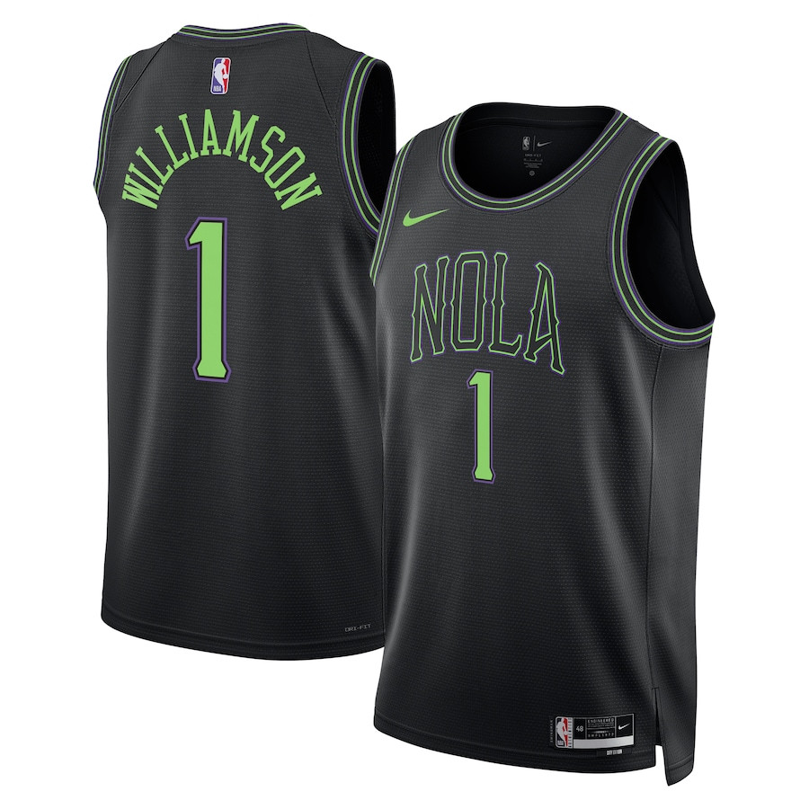 Zion Williamson 1 New Orleans Pelicans 2023/24 City Edition Swingman Basketball Jersey - Black - JS402 