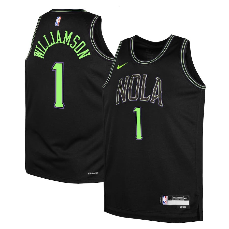 Zion Williamson 1 New Orleans Pelicans 2023/24 City Edition Swingman YOUTH Basketball Jersey - Black - JS144 