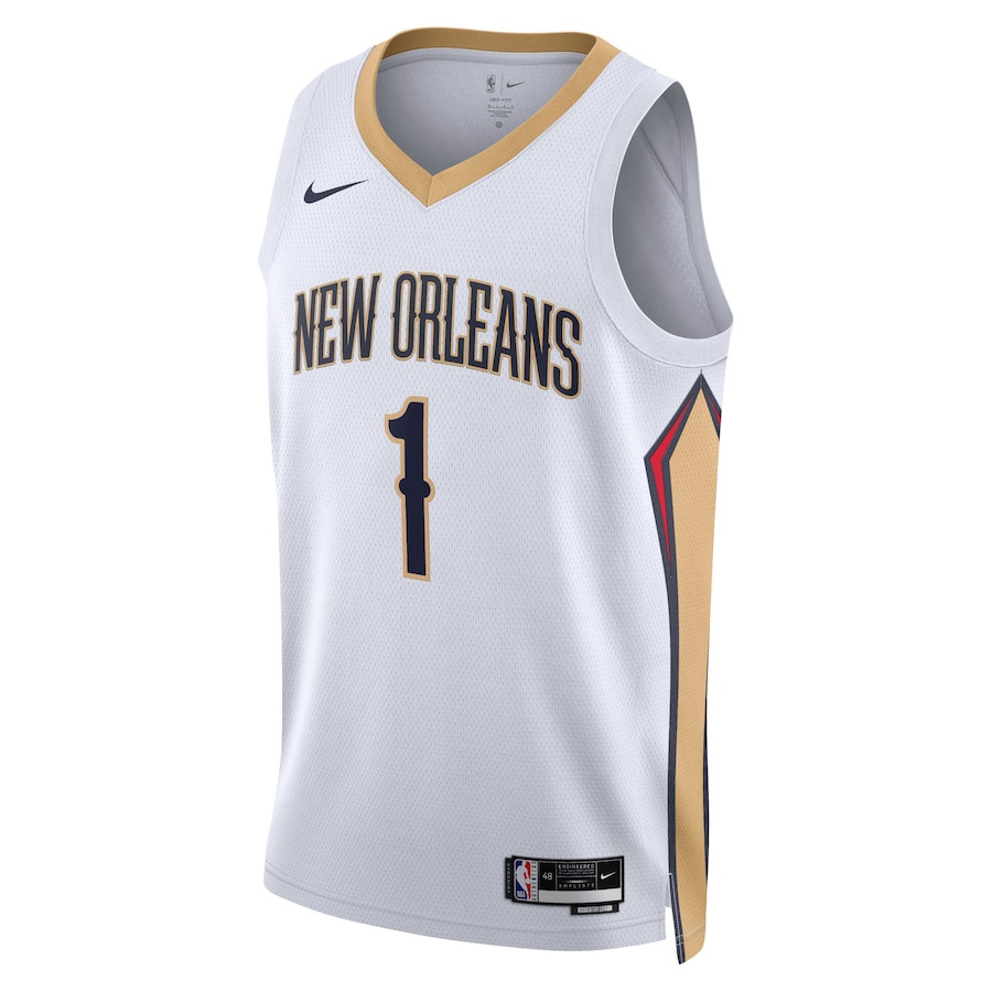 Alternative view of Zion Williamson 1 New Orleans Pelicans Unisex Swingman Basketball Jersey - Association Edition - White - JS665 