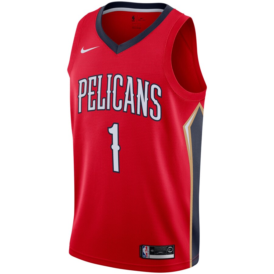 Alternative view of Zion Williamson New Orleans Pelicans 2019/2020 Swingman Basketball Jersey - Statement Edition - Red