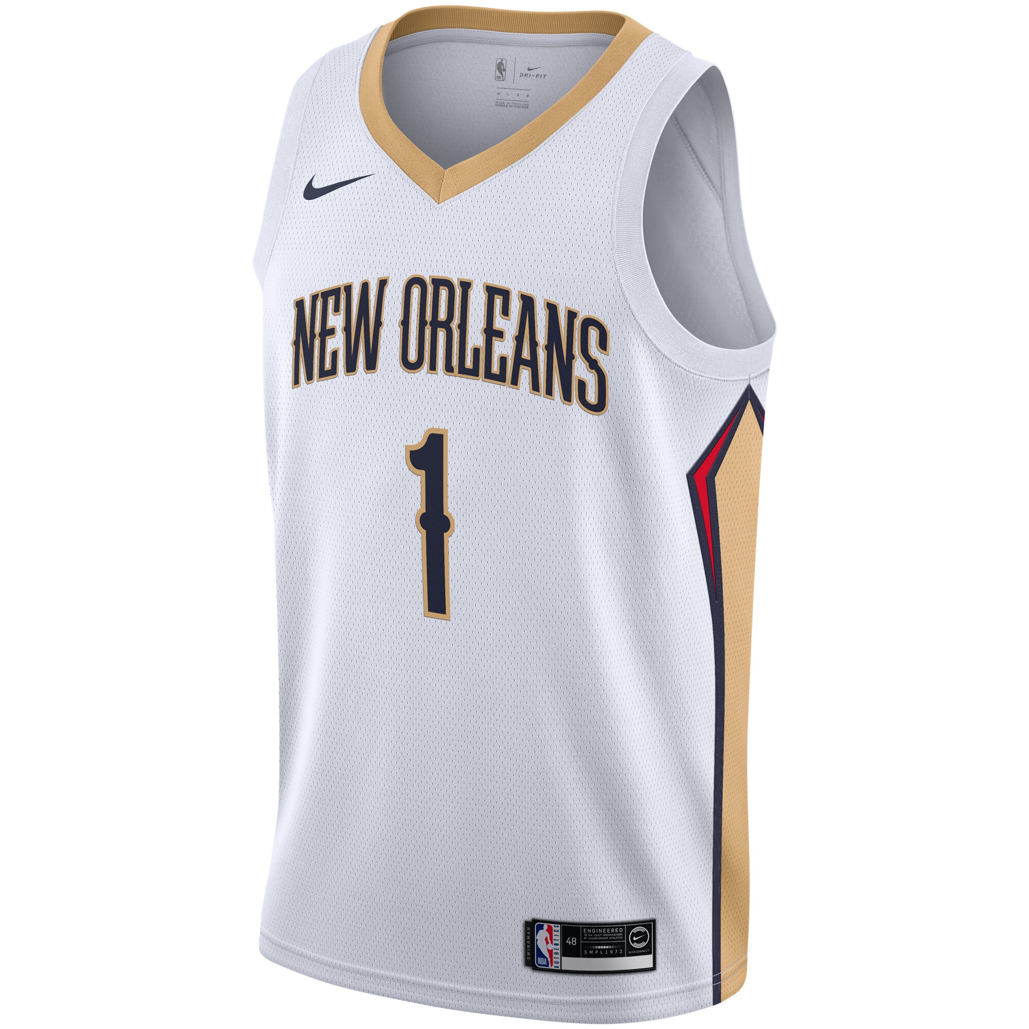 Alternative view of Zion Williamson New Orleans Pelicans 2019/2020 Swingman Basketball Jersey – Association Edition – White